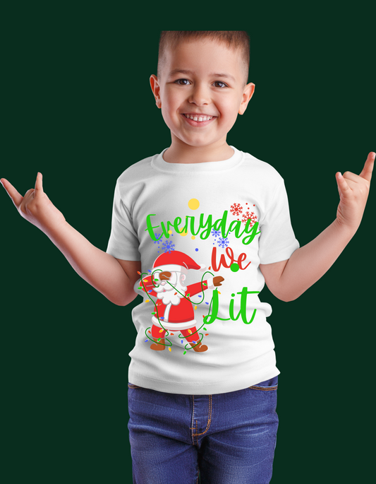 Kids Santa Everyday We Lit Tee